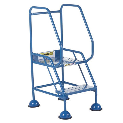 Climb-It Domed Feet Mobile Steps 2-5 Treads-Mobile Steps-Climb-It-2 Treads - 545mm Height-Punched Steel-Blue (3 Day Delivery)-Nomad Fitness