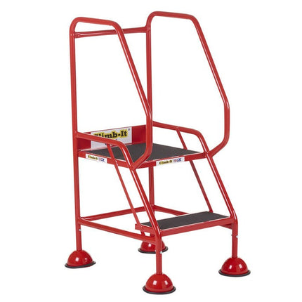 Climb-It Domed Feet Mobile Steps 2-5 Treads-Mobile Steps-Climb-It-2 Treads - 545mm Height-Anti-Slip-Red (7-15 Day Delivery)-Nomad Fitness