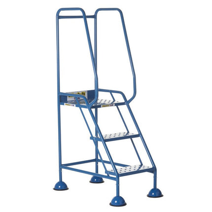 Climb-It Domed Feet Mobile Steps 2-5 Treads-Mobile Steps-Climb-It-3 Treads - 770mm Height-Punched Steel-Blue (3 Day Delivery)-Nomad Fitness