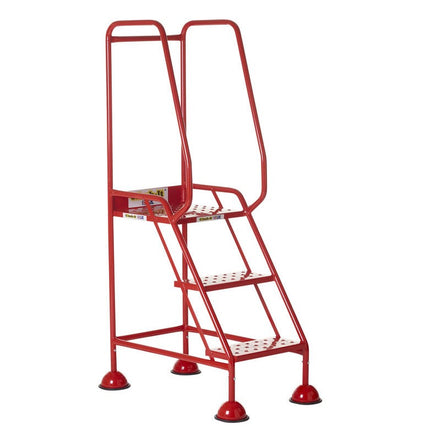 Climb-It Domed Feet Mobile Steps 2-5 Treads-Mobile Steps-Climb-It-3 Treads - 770mm Height-Punched Steel-Red (7-15 Day Delivery)-Nomad Fitness