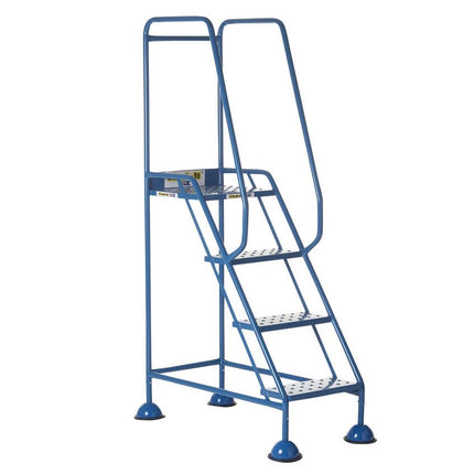 Climb-It Domed Feet Mobile Steps 2-5 Treads-Mobile Steps-Climb-It-4 Treads - 1030mm Height-Punched Steel-Blue (3 Day Delivery)-Nomad Fitness