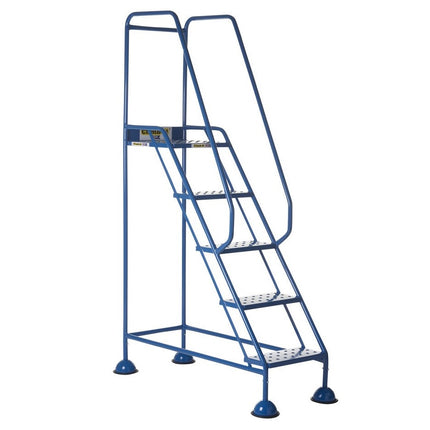 Climb-It Domed Feet Mobile Steps 2-5 Treads-Mobile Steps-Climb-It-5 Treads - 1290mm Height-Punched Steel-Blue (3 Day Delivery)-Nomad Fitness