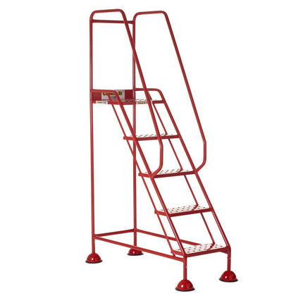 Climb-It Domed Feet Mobile Steps 2-5 Treads-Mobile Steps-Climb-It-5 Treads - 1290mm Height-Punched Steel-Red (7-15 Day Delivery)-Nomad Fitness