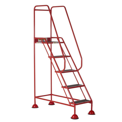 Climb-It Domed Feet Mobile Steps 2-5 Treads-Mobile Steps-Climb-It-5 Treads - 1290mm Height-Anti-Slip-Red (7-15 Day Delivery)-Nomad Fitness