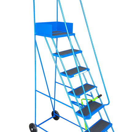 Klime-Ezee Narrow Aisle Mobile Steps (2-8 Tread Options)-Mobile Steps-Klime-Ezee-7 Treads - 1750mm Height-Anti-Slip-Nomad Fitness