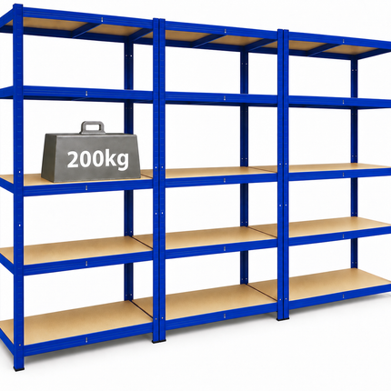 180 x 90 x 45cm - 3 Bay Garage Shelving Units 200kg UDL Per Shelf 1000kg Per Bay-Shelving Units-Racking Depot-Nomad Fitness