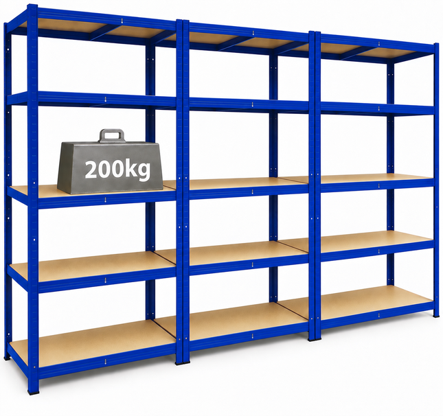 180 x 90 x 45cm - 3 Bay Garage Shelving Units 200kg UDL Per Shelf 1000kg Per Bay-Shelving Units-Racking Depot-Nomad Fitness