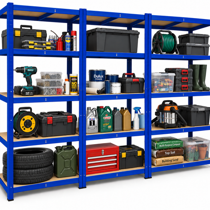 180 x 90 x 45cm - 3 Bay Garage Shelving Units 200kg UDL Per Shelf 1000kg Per Bay-Shelving Units-Racking Depot-Nomad Fitness