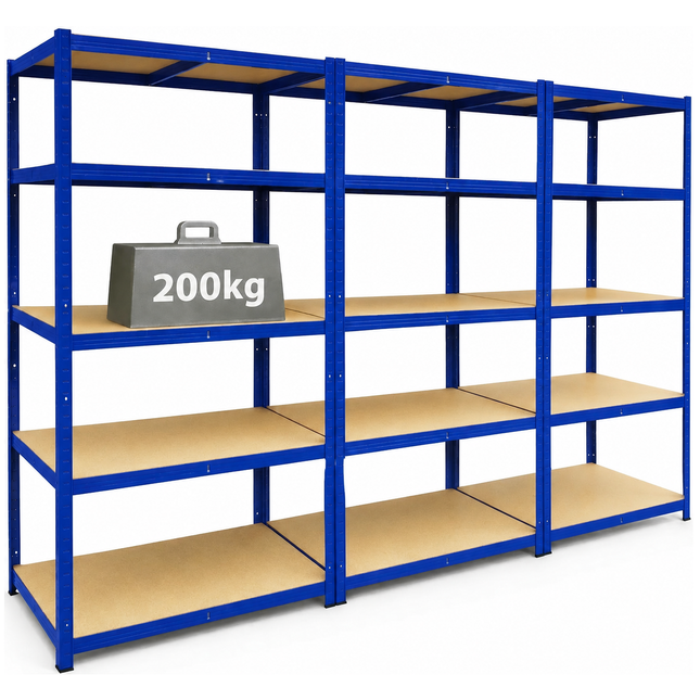 180 x 90 x 60cm - 3 Bay Garage Shelving Units 200kg UDL Per Shelf 1000kg Per Bay-Racking Depot-Nomad Fitness